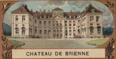 Exteriör vy av Chateau de Brienne le Chateau (Brienne-le-Chateau) i Aube (10). Kromolitografi från slutet av 1800-talet av French School