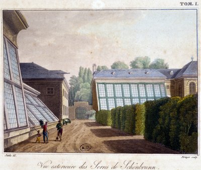 Exteriörvy av växthusen i Sch¿nbrunn - i "" Pittoresk resa i Österrike"" av greve Alexandre de Laborde, Paris, Didot l
