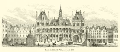 Fasad av Hôtel de Ville, under Ludvig XIII av French School