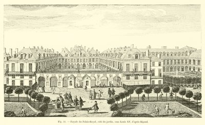Fasad av Palais-Royal, sidan av trädgården, under Ludvig XV, efter Rigaud av French School