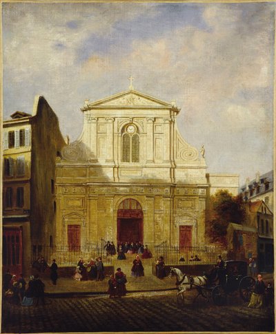 Fasad av kyrkan Blancs-Manteaux av French School
