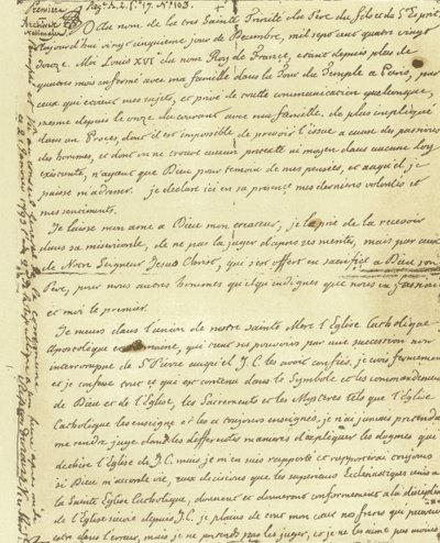 Faksimil av Louis XVI av Frankrikes testamente av French School