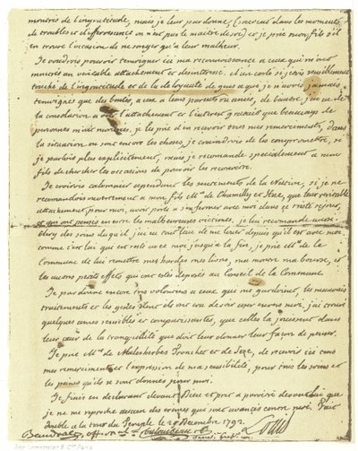 Faksimil av Louis XVI av Frankrikes testamente av French School