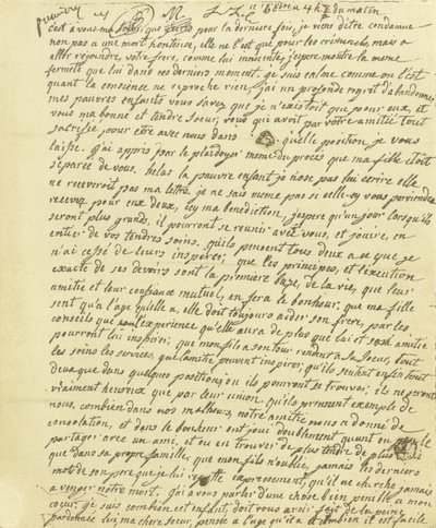 Faksimil av Marie Antoinettes testamente av French School