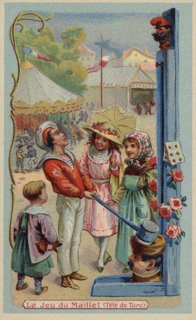 Fairground styrketestare (chromolitho) av French School