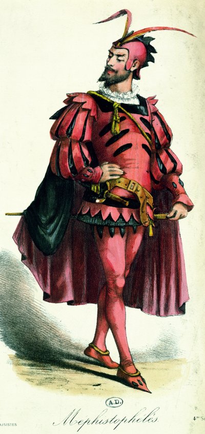Klänningsdräkt för Mephistopheles, från LArt du Travestissement av Leon Salut, 1885 av French School