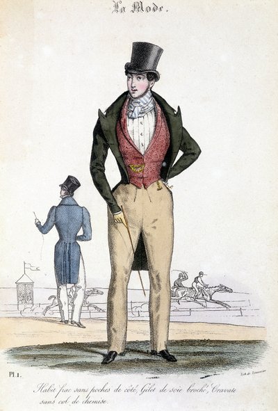 Maskulint mode 1829 - i "Les Modes" av French School