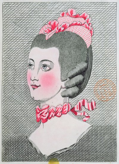 Modetallrik från LArt de la Coiffure de Dames, av Sieur Legros, publicerad i Paris 1767 av French School