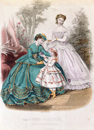 Modetallrik från La Mode Illustree, 1865 av French School