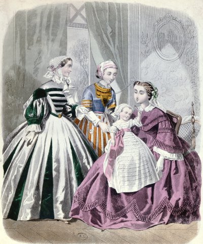 Modetallrik från Le Monde Elegant 1859 (färggravyr) av French School