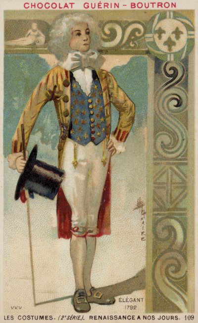 Moderikt klädd man, 1792 av French School
