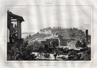 Fiesole -Toscana - Gravyr från "" Pittoreska Italien"" av M. de Norvins, Ch. Nodier 1834-1836. av French School