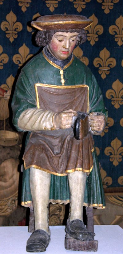 Figur av St. Crispin (polykromt trä) av French School