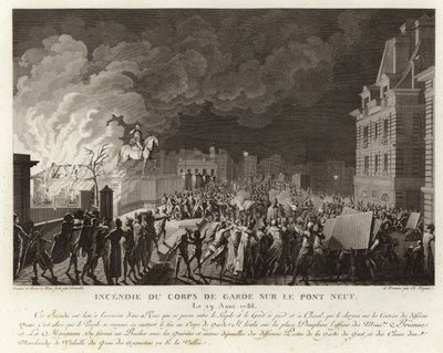 Brand vid Corps du Garde på Pont Neuf i Paris av French School