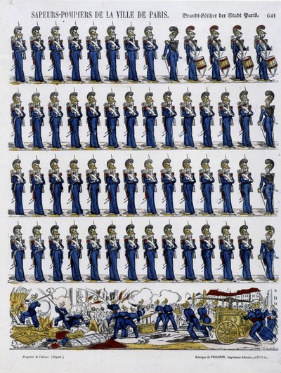 Brandmän i staden Paris - Bild av Epinal, cirka 1852 av French School
