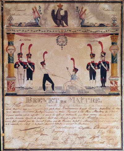 Första imperiet: Master of Arms certifikat 1813. Fäktningdiplom, Paris, Musee de l