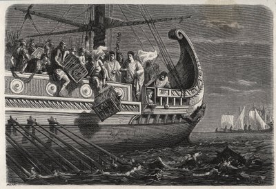 Första puniska kriget - Publius Claudius Appius Pulcher (död omkring 240 f.Kr.) före slaget vid Drepanum (249 f.Kr.) gör att heliga kycklingar kastas i havet - Första puniska kriget - Slaget vid Drepana - Publius Claudius Appius Pulcher före slaget vid Dre av French School
