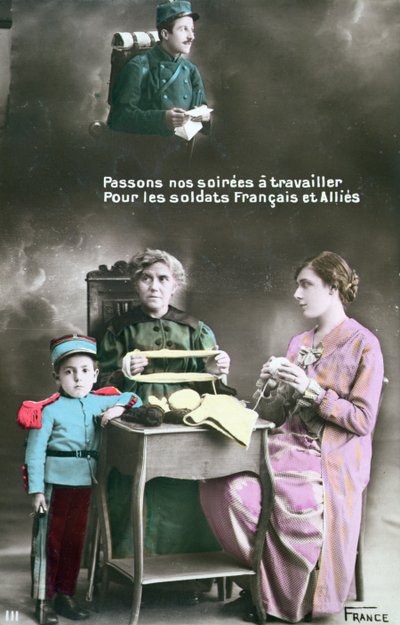 Första världskrigets patriotiska vykort av French School