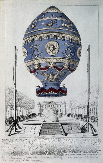 Pilâtre de Roziers första mänskliga flygning den 21 november 1783 av French School