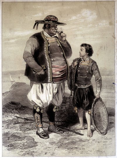 Fiskare i Douarnenez, ca 1855 av French School
