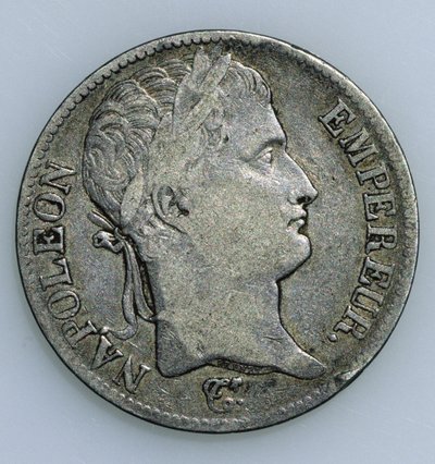 Fem francs mynt, med huvudet av Napoleon (1769-1821) 1811 (recto) av French School