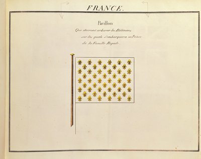 Flagga för en prins av kungafamiljen, från Pavillons des Puissances Maritimes (färggravyr) av French School