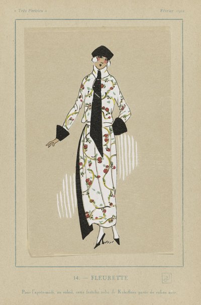 Fleurette, från Tres Parisiens, publ. 1922 (stenciltryck) av French School