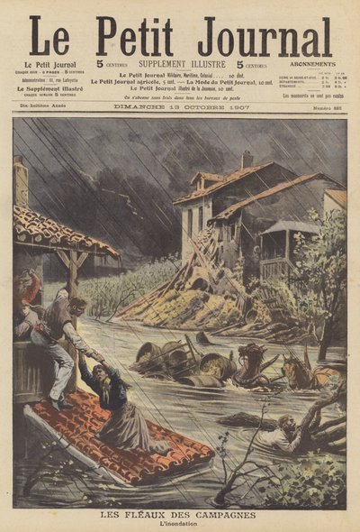 Översvämningar i södra Frankrike (färg litho) av French School
