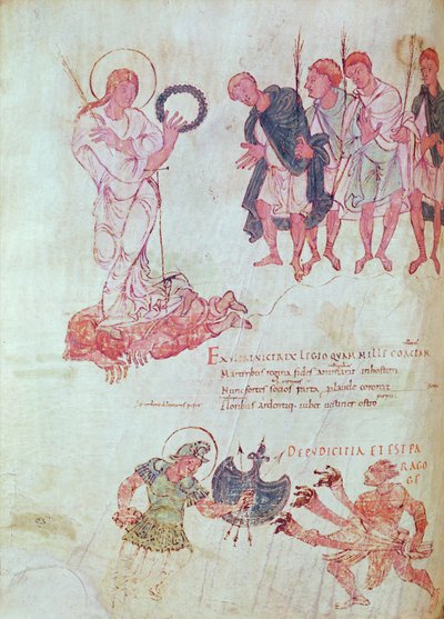 Fol.15.083 från Psychomachia av Prudentius av French School