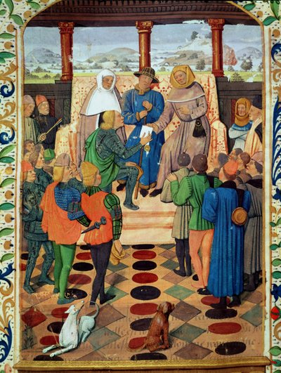 Fol.185v Charles VII (1403-61) ger ett dokument till Jeanne d