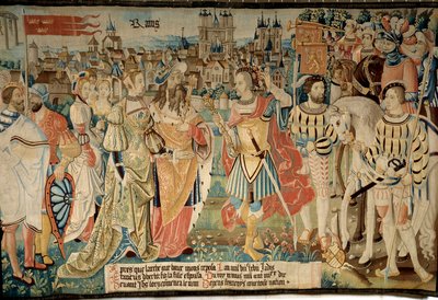 Grundandet av staden Reims: Remus gifte sig med sin dotter med kung Francus, son till Hector. Gobeläng av "The fabulous story of the gallers"" gjord av Arras verkstad av French School