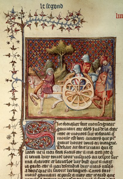 Fr.119 fol.312v Lancelot, vagnens riddare, 1344 av French School