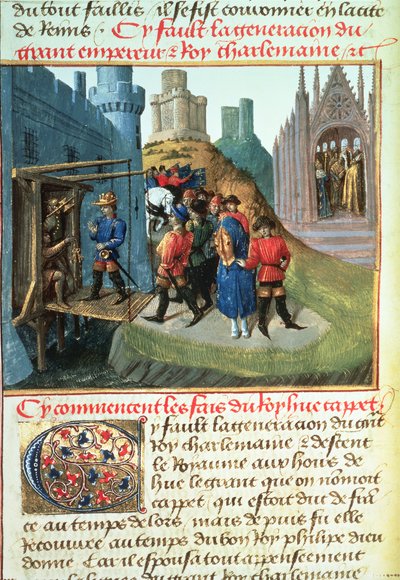 Fr 6465 f.165v Hugues Capet, hertig av Frankrike och biskop Asselin av French School