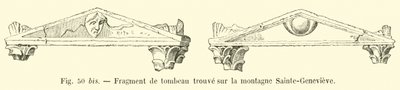 Gravfragment hittat på berget Sainte-Genevieve av French School