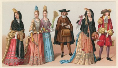 Frankrike XVIIth Cent Dräkt av French School