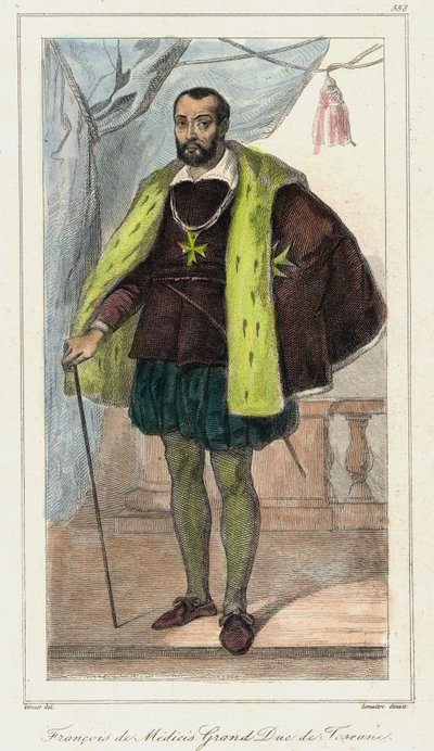 Francesco de Medici (Francis de Medicis), storhertig av Toscana (1541 - 1587) far till Maria av Medici. Gravyr 1800-talet. av French School