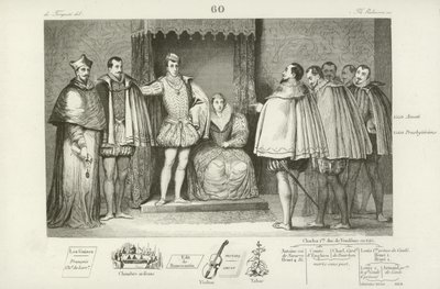 Frans II av Frankrike informerade parlamentsdeputerade att han har valt sina farbröder, hertigen av Guise och Karl, kardinal av Lorraine, att regera åt honom, 1559 av French School
