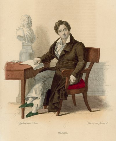Francois-Joseph Talma (färgad gravyr) av French School