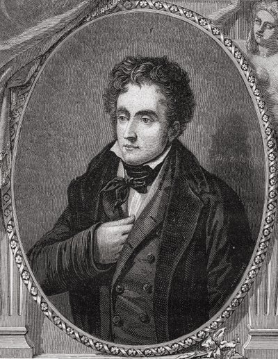 Francois-Rene, Vicomte de Chateaubriand (1768-1848) från "Histoire de la Revolution Francaise" av Louis Blanc (1811-82) av French School