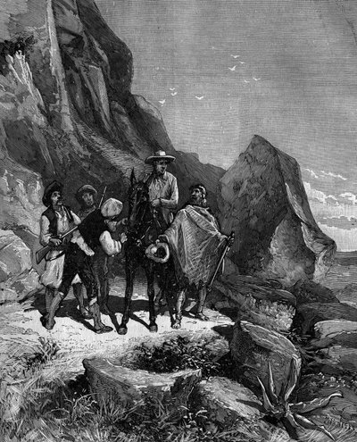 Francois Arago (1786 - 1853) åkte 1806 till Spanien för att slutföra mätningen av Meridianen och en kväll dockades han av fyra banditer. av French School