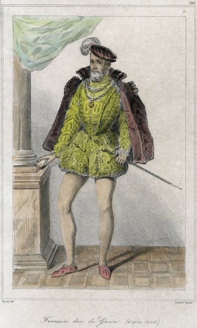 Francois I av Lorraine, 2:e hertig av Guise (1519 - 1563). Det startade det första religionskriget genom massakern på Wassy (Vassy) (1562). Gravyr 1800-talet. av French School