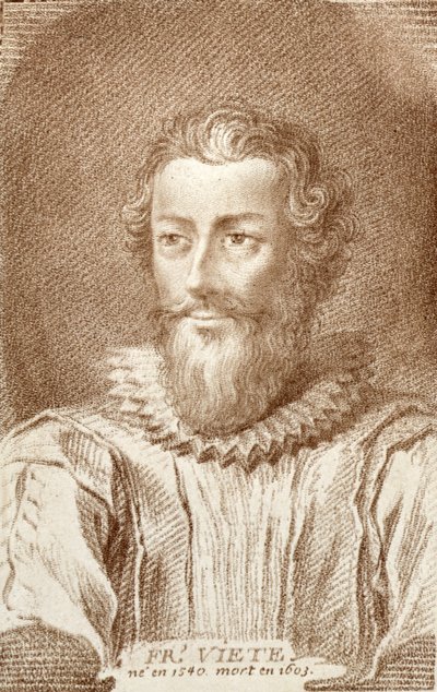 Francois Viete (1540-1603), illustration från Histoire des Mathematiciens av Alexandre Saverien (1720-1805), publicerad i Paris 1766 av French School