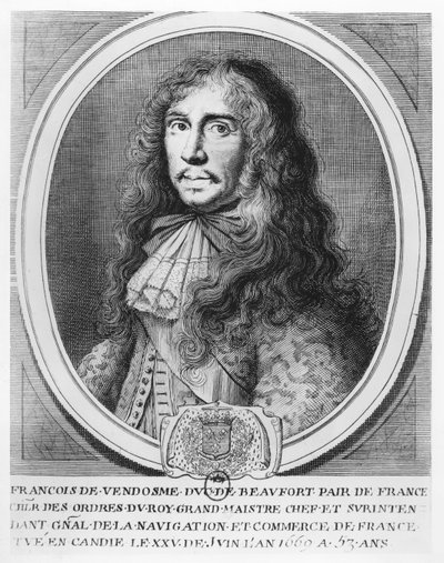 François de Bourbon, hertig av Beaufort (gravyr) av French School