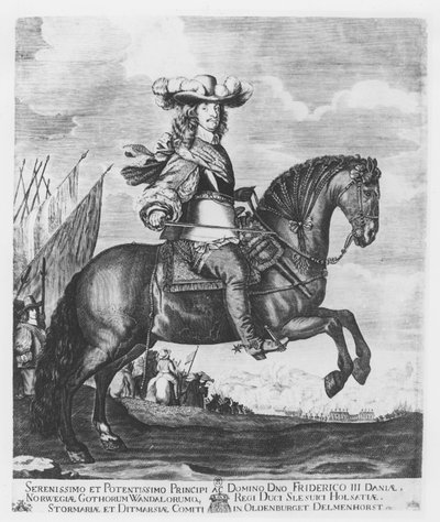 Fredrik III av Danmark och Norge (gravyr) av French School