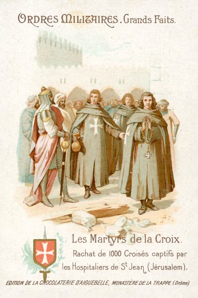 Befrielse av 1000 tillfångatagna korsfarare av Knights Hospitaller, Jerusalem (chromolitho) av French School