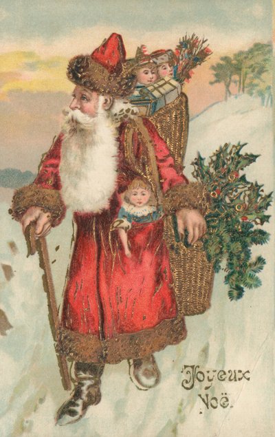 Franskt julkort (färglitografi) av French School
