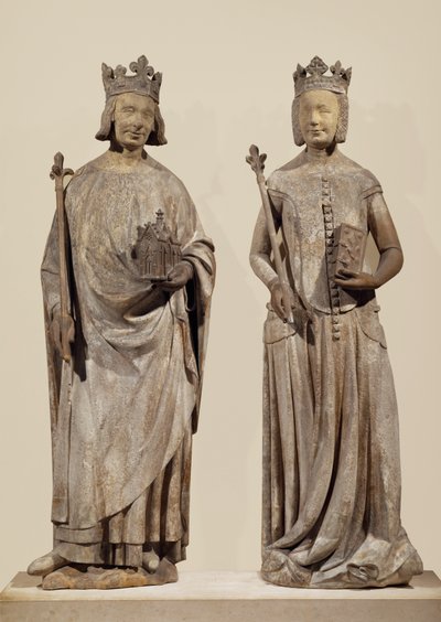 Franske kungen Karl V och Jeanne de Bourbon (sten) av French School