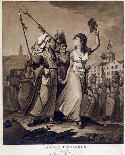 Franska revolutionen: "" Parisian poissardes"" Tryck runt 1789 Paris, Musee Carnavalet av French School