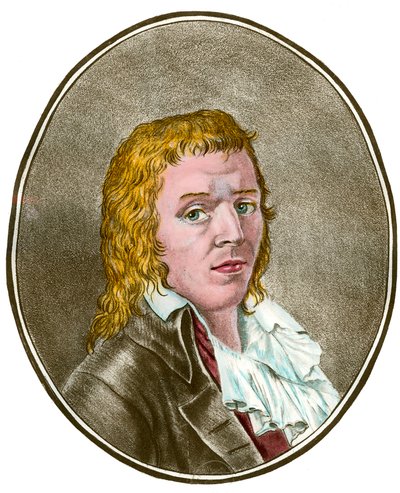 Franska revolutionen: "" Porträtt av Francois Babeuf dit Gracchus (1760-1797) revolutionaire"" Gravyr av 1700-talets privatsamling av French School