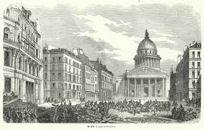 Franska armétrupper attackerar rebeller som ockuperar Pantheon, Paris, 24 juni 1848 (gravyr) av French School